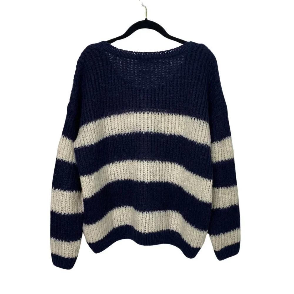 Tommy Hilfiger Women's Navy and White Striped Long Sleeve Sweater, Size Small - Picture 6 of 9
